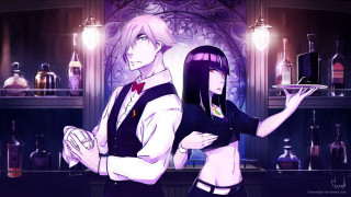 Couple people standing bar tray - a bar free wallpaper