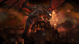 Dragon fire city buildings hydrant - huge free wallpaper
