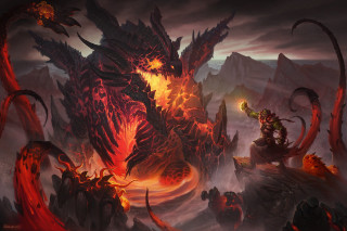 Demonic dragon man horse mountain - a horse in the foreground free wallpaper