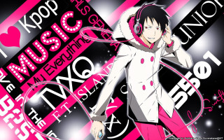 Pink haired man headphones hoodie - his ear free wallpaper