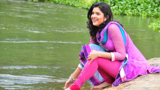 Woman purple outfit smiling rock - the water free wallpaper
