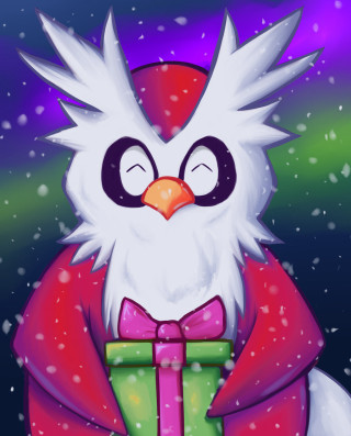 Cartoon bird christmas present snow - alan pollack free wallpaper
