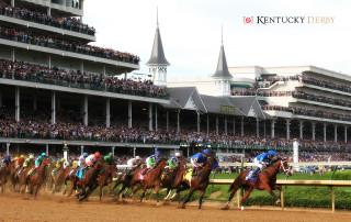 Horses racing track crowd stands 2 - dave arredondo free wallpaper