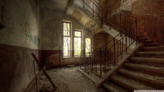 Stairs run down building graffiti - another room free wallpaper