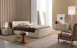 Bedroom with bed interior design 32 - the floor and a rug free wallpaper