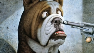 Dog gun mouth gun mouth - pop surrealism free wallpaper