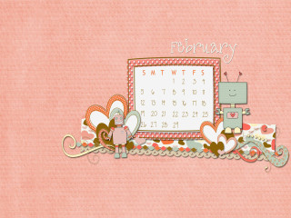 Pink wall calendar teddy bear - cheerful free wallpaper