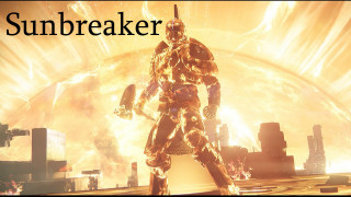Man giant sunbreaker futuristic city - huge free wallpaper