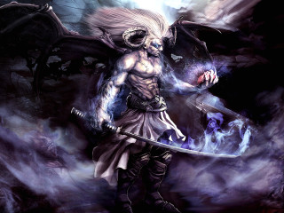 Man sword demon back ball - his shoulder free wallpaper
