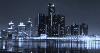 City skyline night lake reflection - the water and buildings free wallpaper