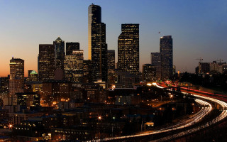 City skyline train night lights 5 - everett warner free wallpaper