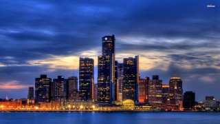 City skyline tall buildings night 9 - tall building free wallpaper