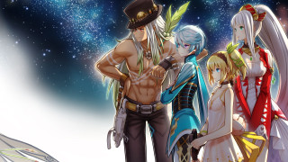 Anime characters night sky stars 6 - shooting free wallpaper