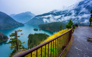 Scenic lake mountains lookout cloudy - a cloudy day free wallpaper