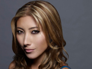 Woman longhair bluetop halfup closedeyes - style free wallpaper
