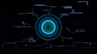 Blue black background circular hologram - star citizen halo free wallpaper