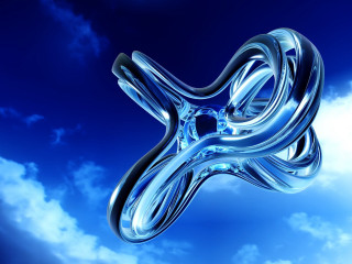 Blue white abstract object floating - abstract illusionism free wallpaper