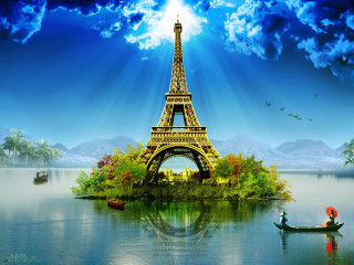 Eiffel tower paris boat water - paris school free wallpaper