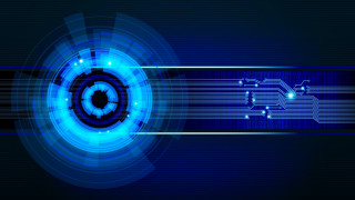 Blue abstract background circular design - cybernetic free wallpaper