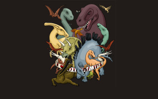 Cartoon dinosaurs fantasy land banner - epic scale free wallpaper