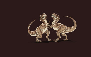 Two dinosaurs facing touching necks - their head free wallpaper