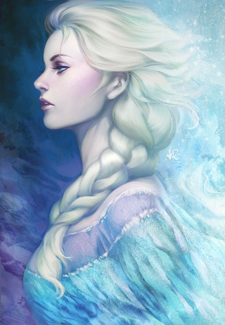 Woman long hair braid painting - a painting of a woman free wallpaper
