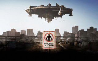 City sign plane no humans - afrofuturism free wallpaper
