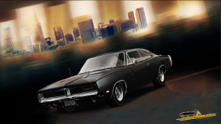 Black car driving cityscape skyscrapers 2 - skyscraper free wallpaper