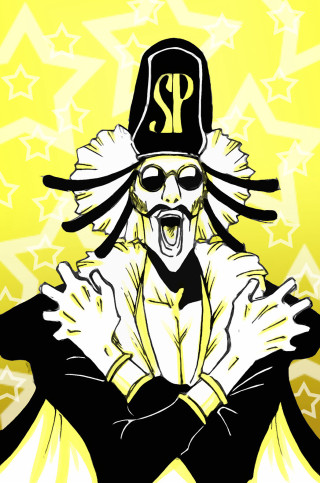 Cartoon character hat cape star - yellow free wallpaper