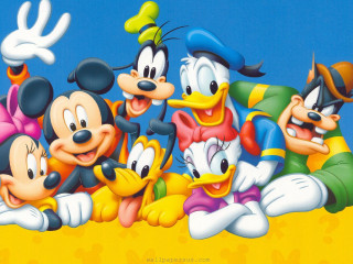 Cartoon characters sitting yellow surface - fantastic realism free wallpaper