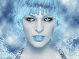 Woman blue hair blue eyes 2 - blue hair free wallpaper
