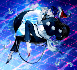 Anime character chair hat blue - du jin free wallpaper