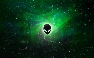 Alien head green space stars - alien free wallpaper