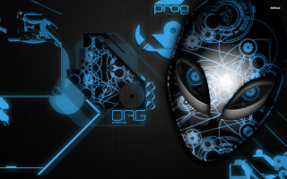 Blue alien black background white - symbol free wallpaper