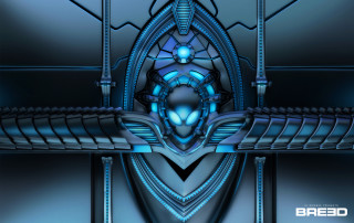 Futuristic blue background metal structure - an art deco painting free wallpaper