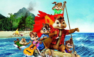 Chipmunks boat ocean red flag - chippy free wallpaper