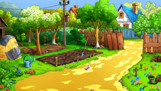 Cartoon garden path house plants 2 - a path free wallpaper