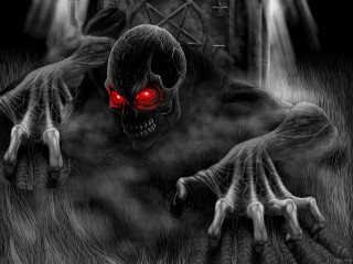 Creepy skeleton red eyes dark 2 - face free wallpaper for desktop
