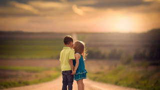 Boy girl dirt road sunset 2 - a dirt road free wallpaper
