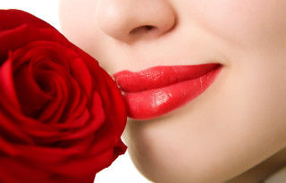 Woman red rose mouth white 2 - her mouth free wallpaper