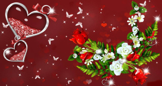 Valentine flowers hearts butterfly romantic - flower and hearts free wallpaper
