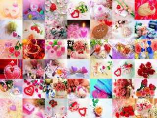 Flower heart candle cake collage - a collage of images free wallpaper