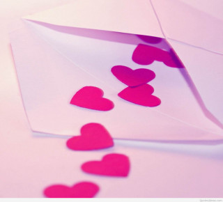 Paper envelope hearts white red - red free wallpaper