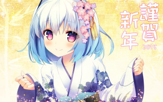 Girl blue hair flower fan - official free wallpaper for desktop