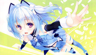 Anime girl blue hair cat 3 - a hologram free wallpaper for desktop