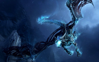 Dragon blue lights flying dark 6 - dragon art free wallpaper