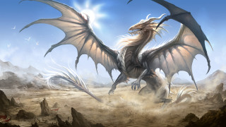 Dragon wings desert mountain blue - dragon art free wallpaper