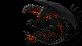 Black dragon red flames back - red flame free wallpaper