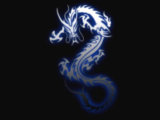 Blue white dragon black background 2 - left free wallpaper
