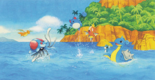 Cartoon scene people water octopus - the water free wallpaper